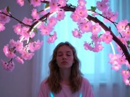 Zen Habits That Will Instantly Reduce Your Stress a slightly disheveled person in sweatpants sitting cross-legged on a messy bedroom floor surrounded by half-empty coffee mugs