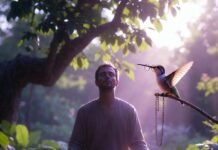 How Mindfulness Can Transform Your Inner Journey a slightly disheveled person in sweatpants sitting cross-legged on a messy apartment floor in dim evening light,